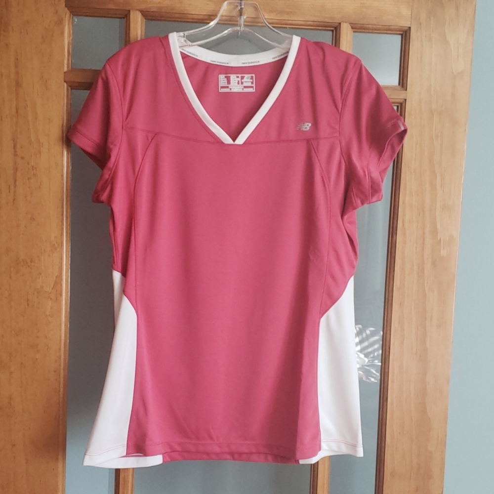 New Balance pink and white XL fitness top
